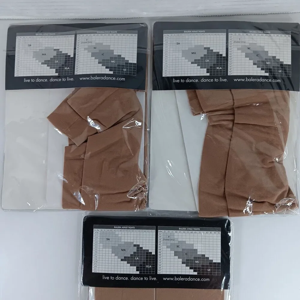 Balera Dancewear Tights Lot Suntan Stirrup Size IC MC Girls T99C T6955C Footed